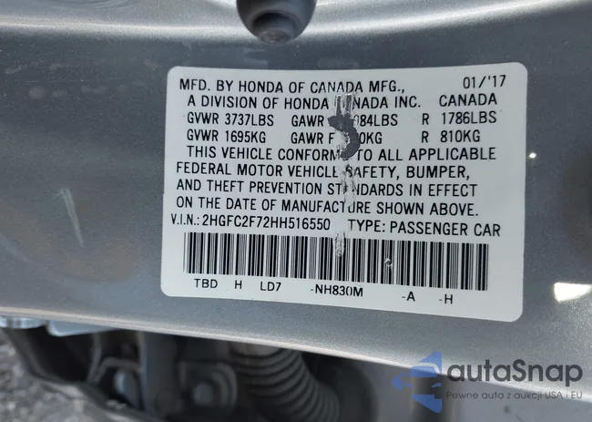 2HGFC2F72HH516550: 43331139