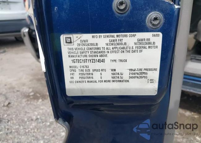 1GTEC19T1YZ314540: 43331161