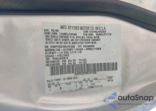 1FAFP52U7WG191330: 43331204