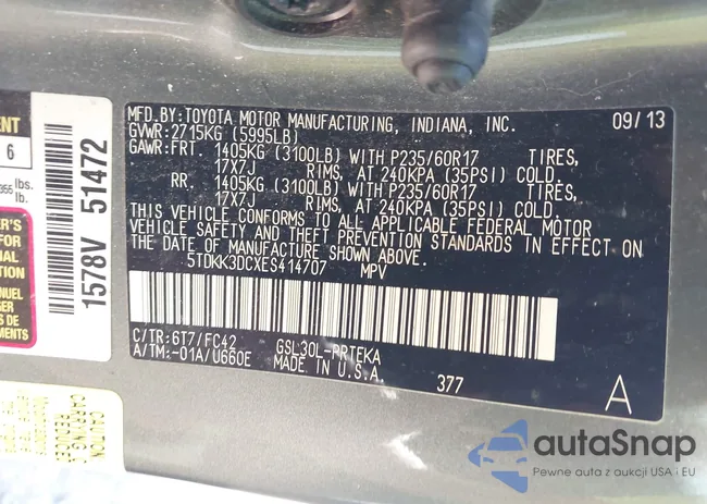 5TDKK3DCXES414707: 43331233