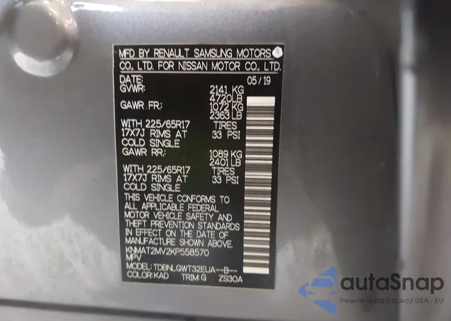 KNMAT2MV2KP558570: 43331278