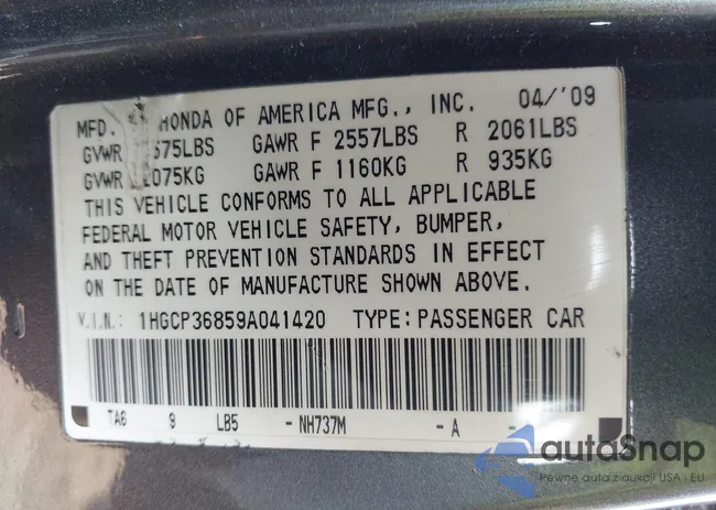 1HGCP36859A041420: 43330305