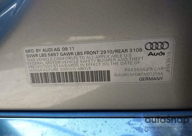 WAURVAFD8CN012555: 43330385