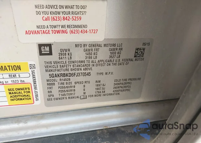 5GAKRBKD6FJ370545: 43330477