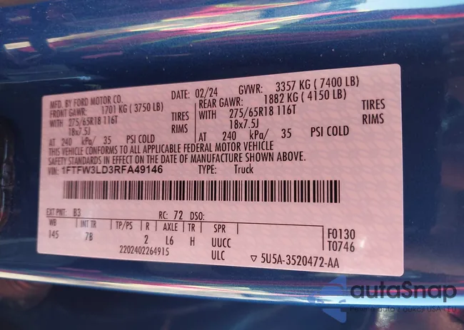 1FTFW3LD3RFA49146: 43330483