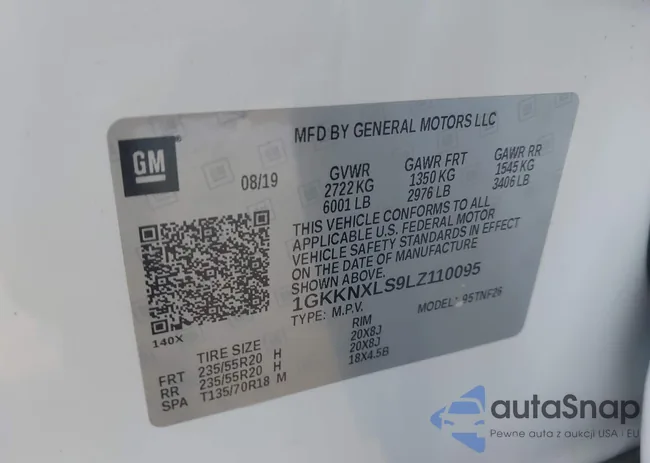 1GKKNXLS9LZ110095: 43330528