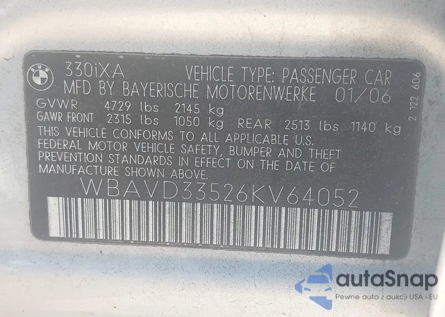 WBAVD33526KV64052: 43331706