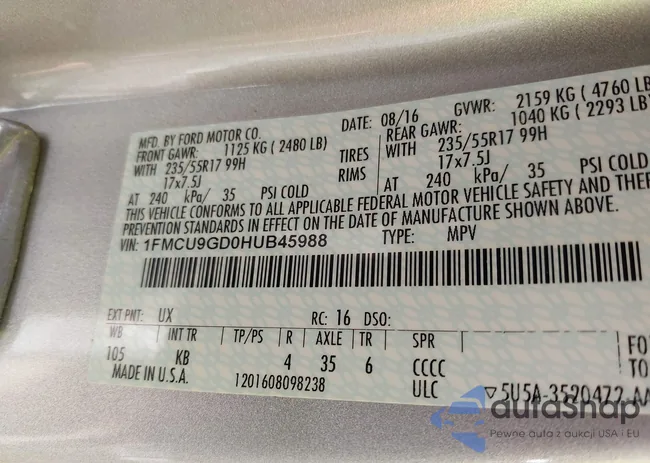 1FMCU9GD0HUB45988: 43331742