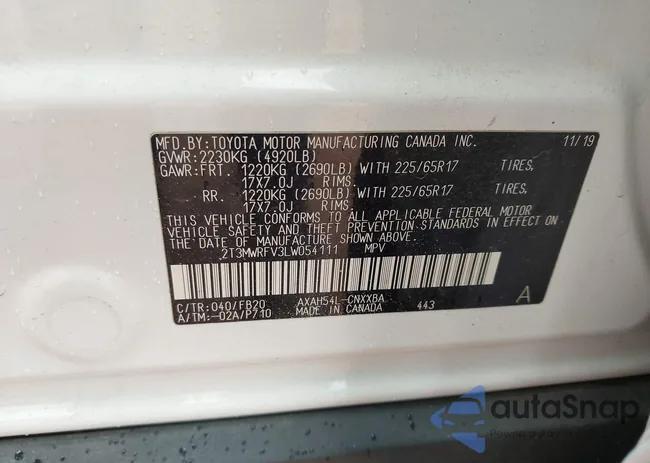 2T3MWRFV3LW054111: 43331834