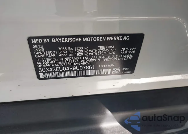 5UX43EU04R9U07861: 43331992