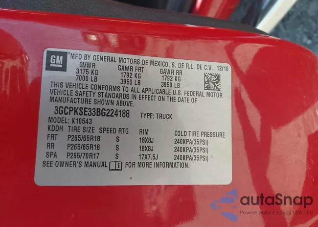 3GCPKSE33BG224188: 43332120