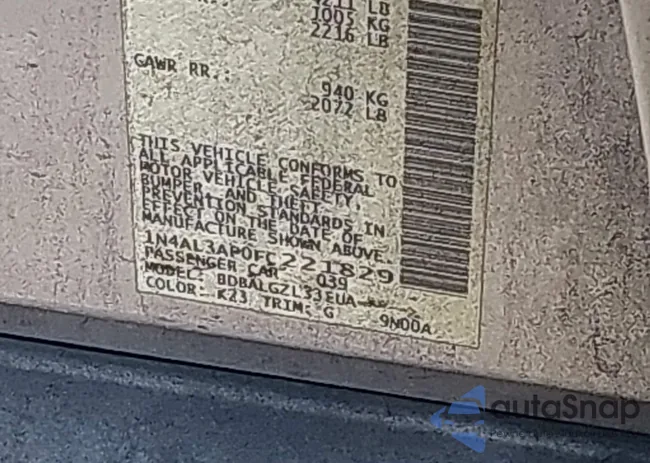 1N4AL3AP0FC221829: 43331338