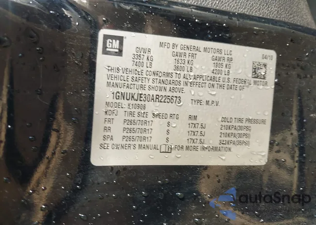 1GNUKJE30AR225673: 43331437