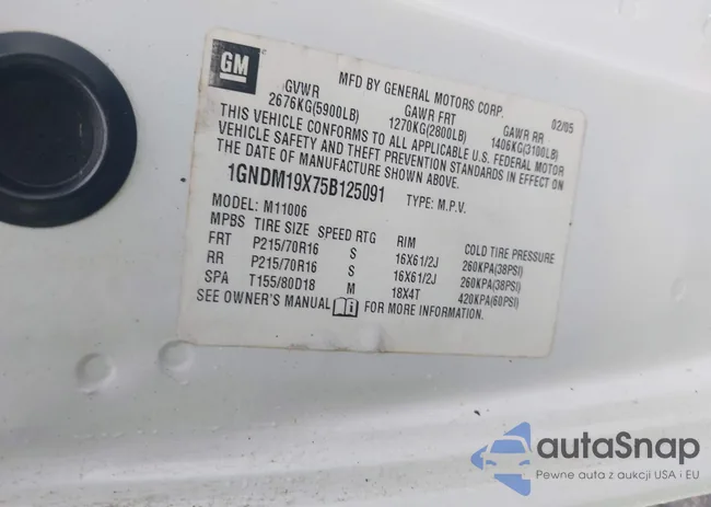 1GNDM19X75B125091: 43331632