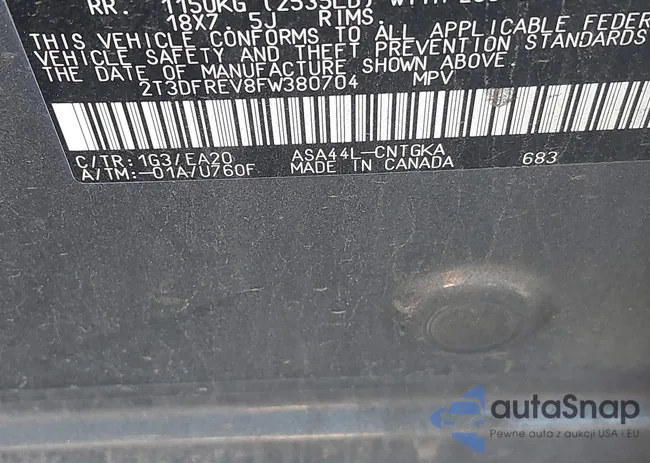 2T3DFREV8FW380704: 43331640