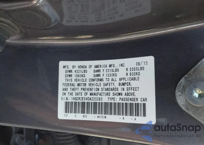 1HGCR2E54DA220083: 43332697