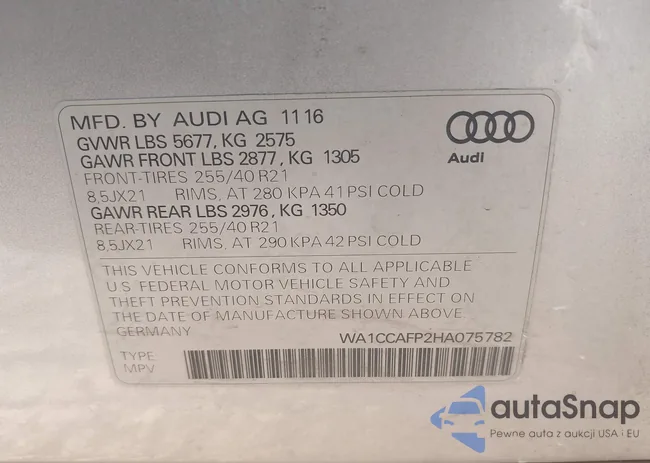 WA1CCAFP2HA075782: 43332775