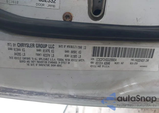 1C3CDFCH3DD299654: 43332777