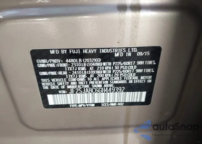 JF2SJABC6GH449392: 43332817