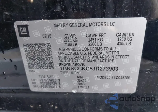 1GNSCCKC5JR273903: 43332852