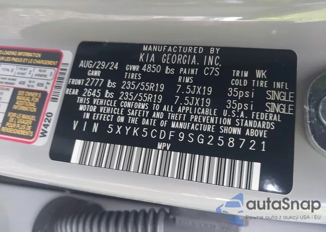 5XYK5CDF9SG258721: 43332861