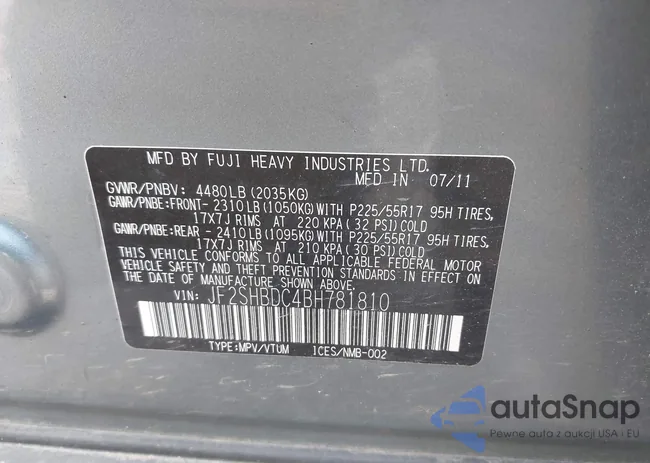 JF2SHBDC4BH781810: 43332863