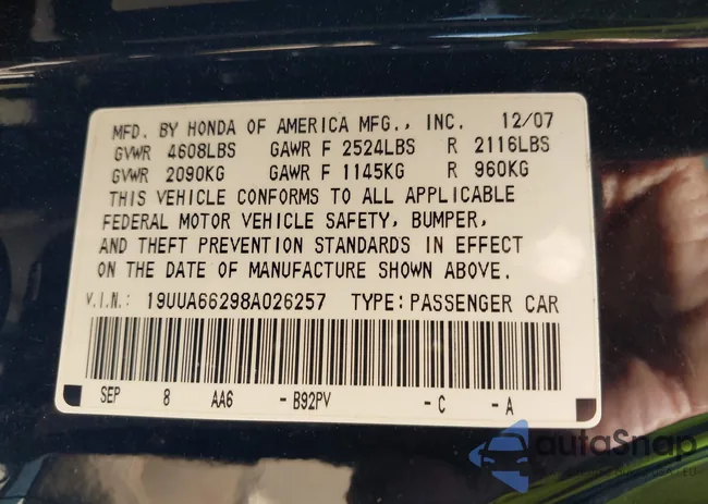 19UUA66298A026257: 43332887