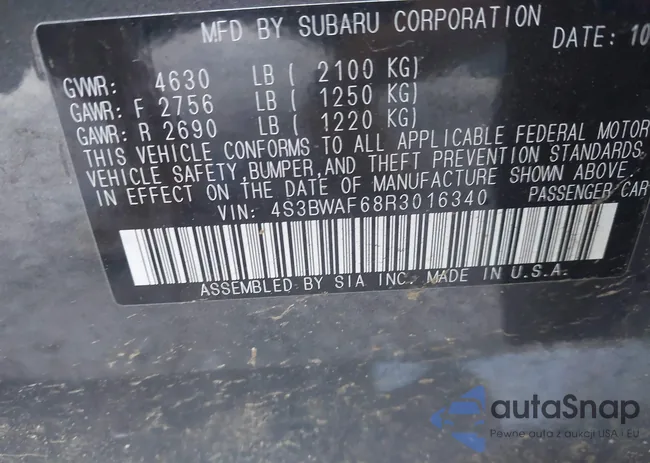 4S3BWAF68R3016340: 43333154