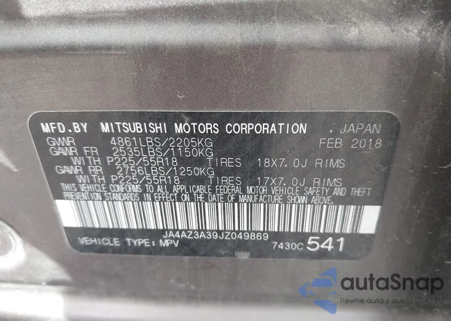 JA4AZ3A39JZ049869: 43333195