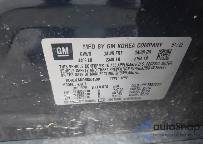 KL4CJESM9NB551590: 43333290