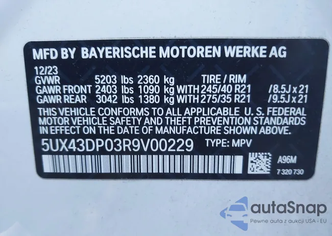 5UX43DP03R9V00229: 43332292