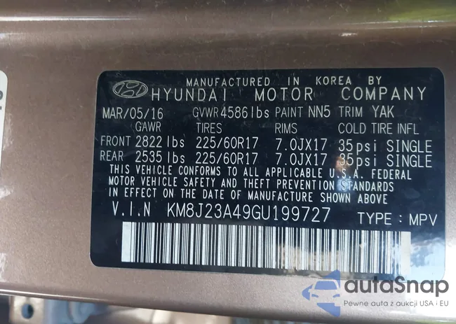 KM8J23A49GU199727: 43332499