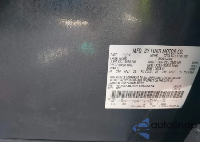 1FM5K8D80FGB05874: 43332508