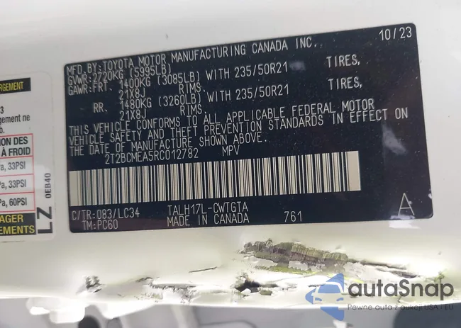 2T2BCMEA5RC012782: 43332513