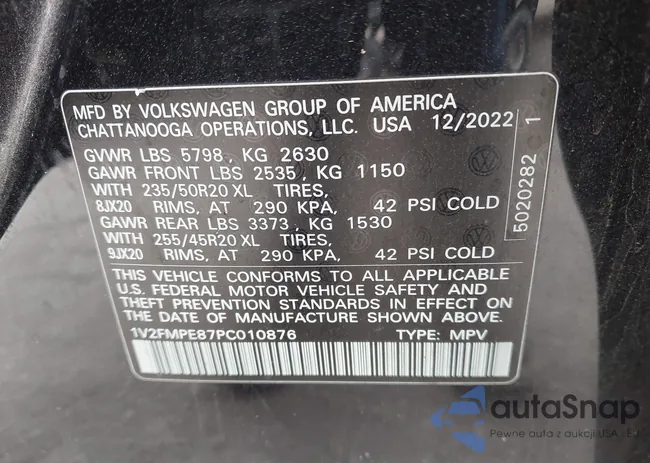 1V2FMPE87PC010876: 43332572