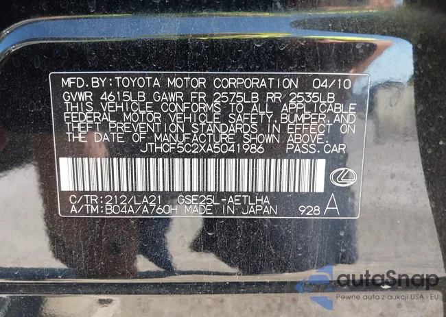 JTHCF5C2XA5041986: 43332610