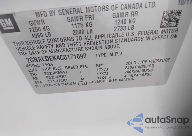 2GNALDEK4C6171690: 43333701