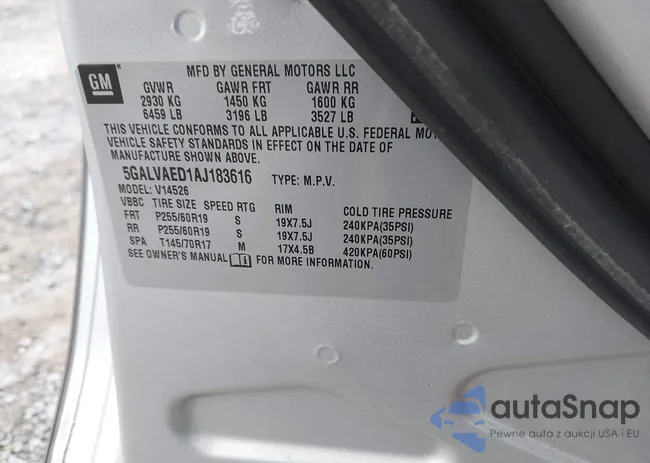 5GALVAED1AJ183616: 43333784