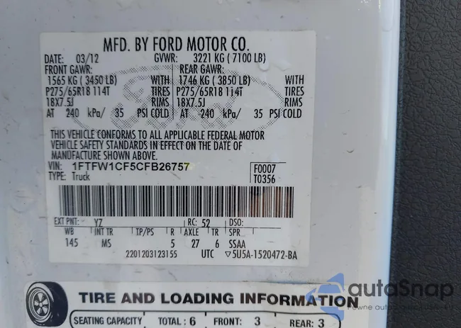 1FTFW1CF5CFB26757: 43333812