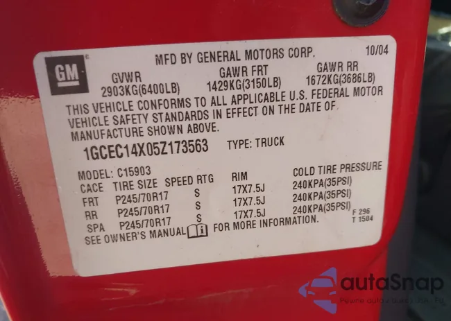 1GCEC14X05Z173563: 43333934