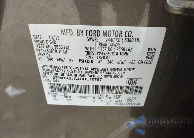 2FMDK3JC4DBE10757: 43334026