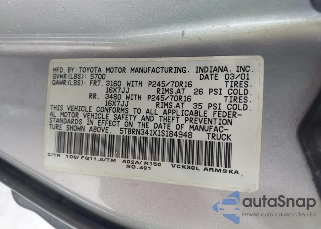 5TBRN341X1S184948: 43334091