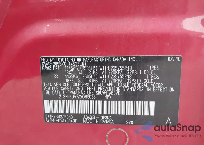 2T3RF4DV7AW069056: 43334182