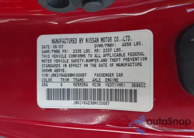 JNKCV64E98M100687: 43334238