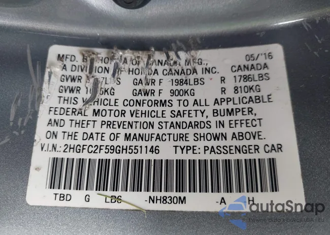 2HGFC2F59GH551146: 43334272