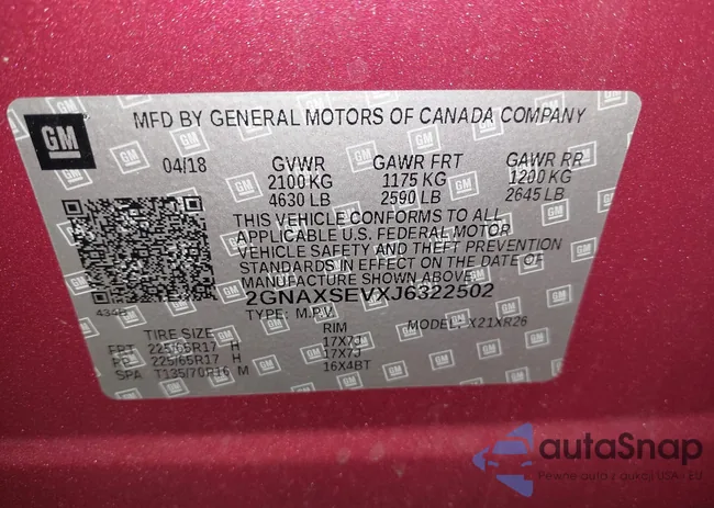 2GNAXSEVXJ6322502: 43333295