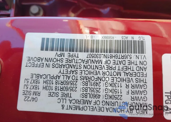 5J6RT6H81NL030507: 43333457