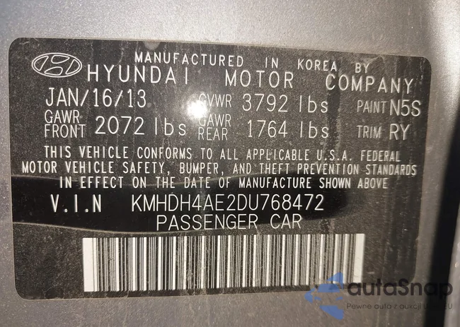 KMHDH4AE2DU768472: 43333512