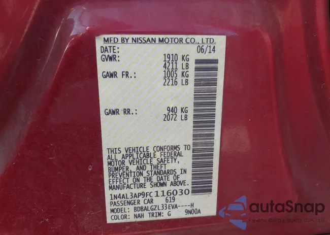 1N4AL3AP9FC116030: 43333536