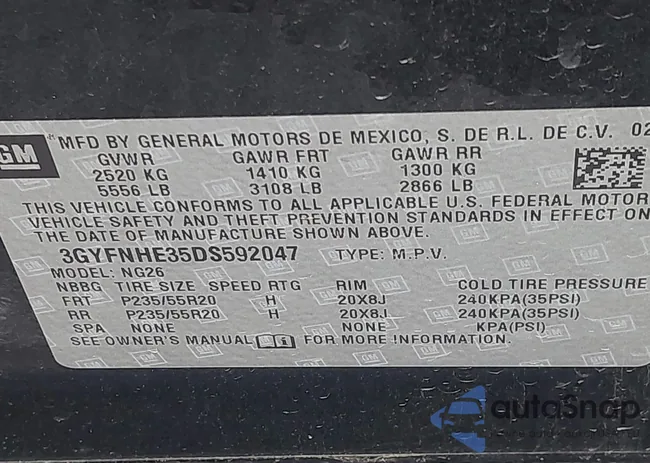 3GYFNHE35DS592047: 43333557